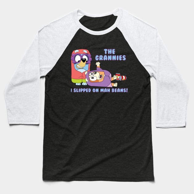 The Grannies I Slipped On Mah Beans Bluey Baseball T-Shirt by MiaGamer Gear